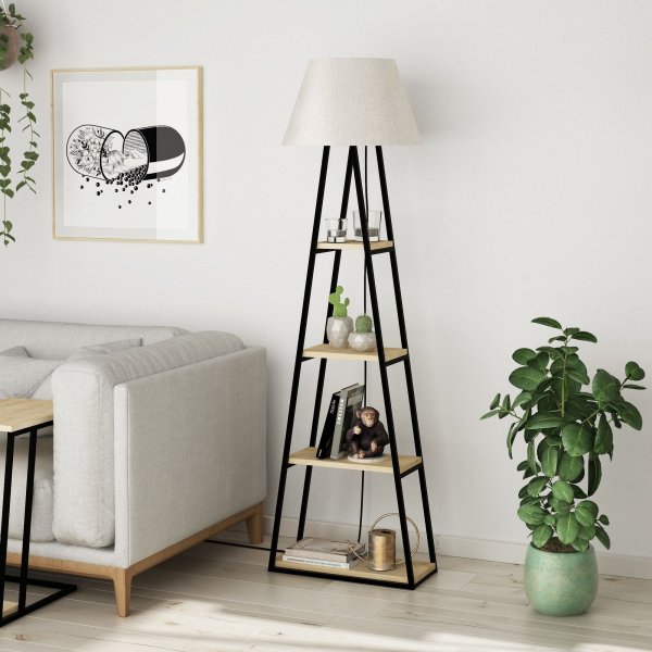 Pal Stehlampe - Eiche/Leinen