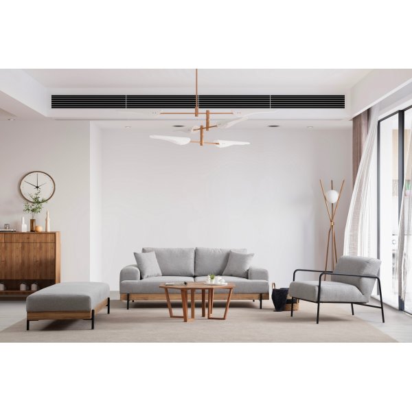 Eti Pouf - Grau/Eiche