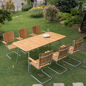 Möllan Gartengruppe in Teak: 6 Sessel mit Esstisch 176x90 cm Möllan Gartengruppe in Teak: 6 Sessel mit Esstisch 176x90 cm
