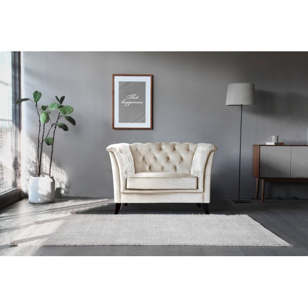 Sessel Chesterfield beige Samt - Milton