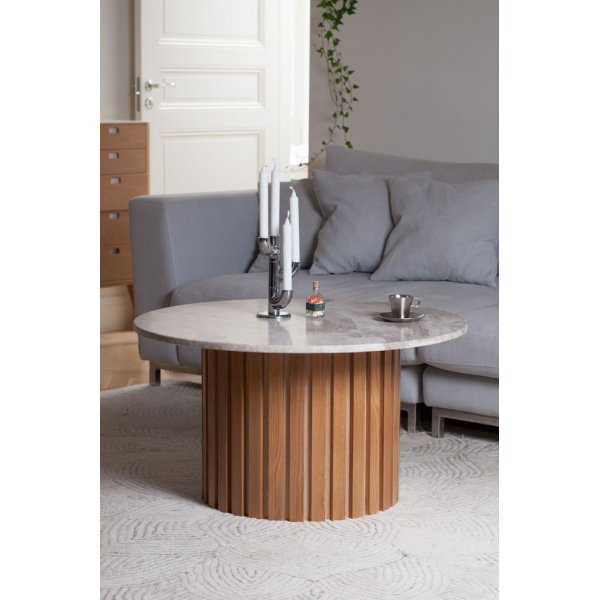 Matisse runder Couchtisch aus Marmor - Eiche / Marmor