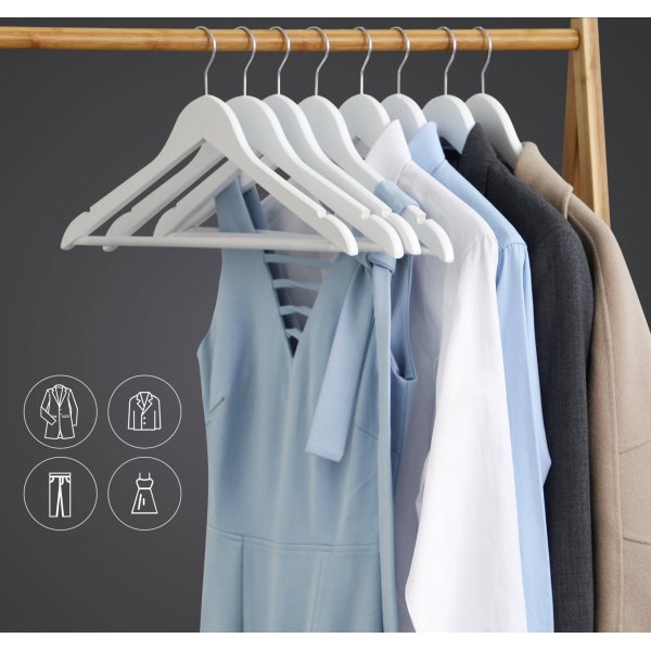 Kleiderbügel, Holz, 44,5 cm, 30er-Pack - Weiß Kleiderbügel, Holz, 44,5 cm, 30er-Pack - Weiß