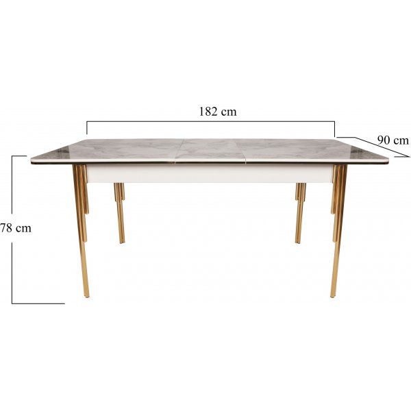 Dalmar Esstisch 147-182 cm - Gold/Weiß Dalmar Esstisch 147-182 cm - Gold/Weiß