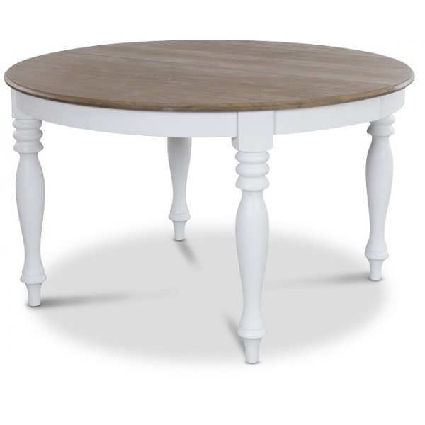 Victoria runder Esstisch mit Verlängerungsplatte - Weiß/Braun Victoria runder Esstisch mit Verlängerungsplatte - Weiß/Braun