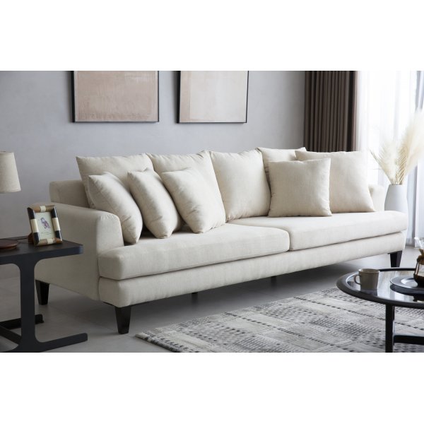Beiges 4-Sitzer-Sofa mit losen Kissen - Remy