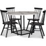 Sintorp Essgruppe, Esstisch rund 115 cm inkl. 4 Orust Freischwinger schwarz - Weier Marmor (Laminat) + 3.00 x Mbelfe