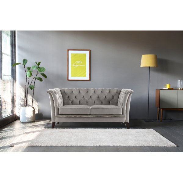 Sofa 2-Sitzer Chesterfield grau - Henry