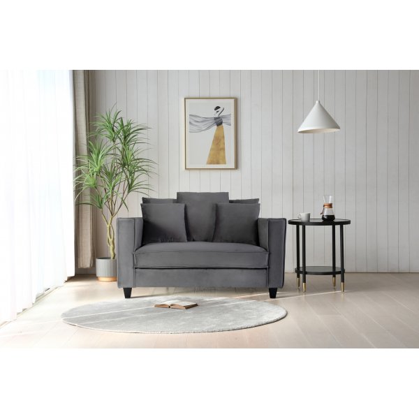 Brandy Lounge Sessel 1,5-Sitzer Sofa - Dunkelgrau (Samt) Brandy Lounge Sessel 1,5-Sitzer Sofa - Dunkelgrau (Samt)