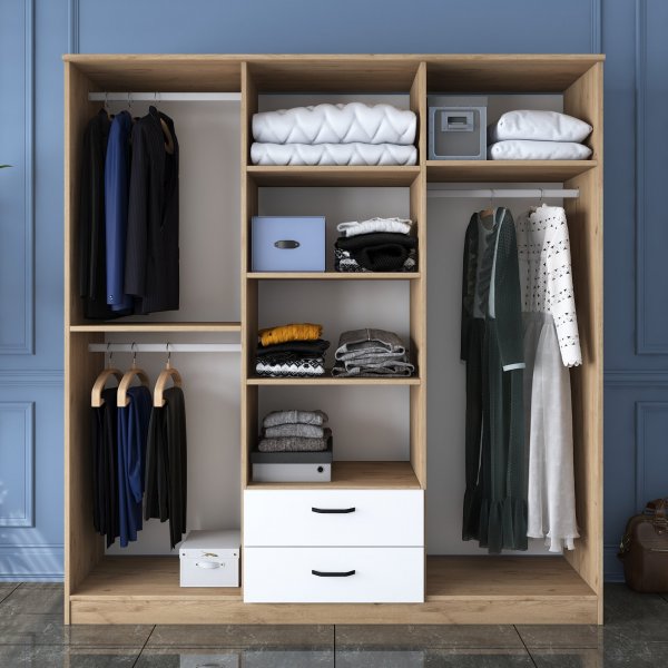 Baden Kleiderschrank 15 - Nussbaum/weiß Baden Kleiderschrank 15 - Nussbaum/weiß