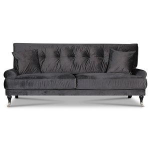 Adena 3-Sitzer Sofa - Dunkelgrauer Samt