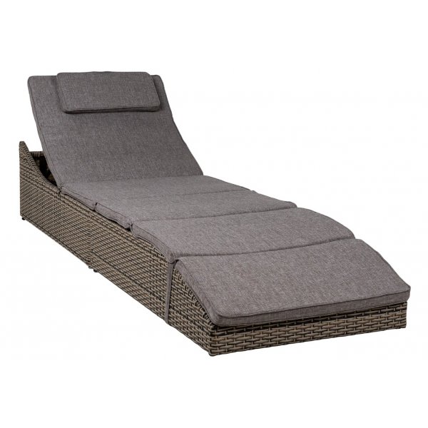 Geteilte verstellbare Sonnenliege klappbar - Cube Rattan mit Kissen