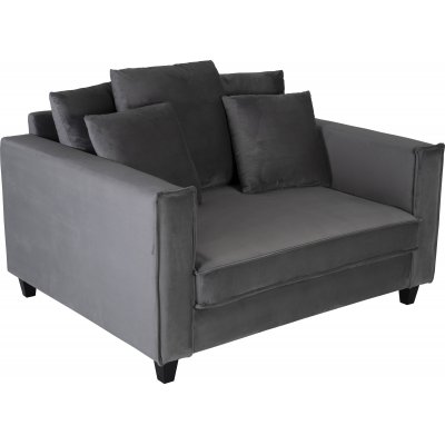 Brandy Lounge Sessel 1,5-Sitzer Sofa - Dunkelgrau (Samt) + Mbelpflegeset fr Textilien