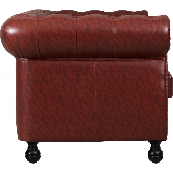 Chesterfield-Sofa, 3-Sitzer, braunes PU - Charles