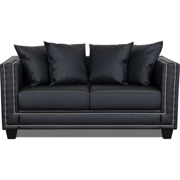 Tempel 2-Sitzer-Sofa mit Nieten - Schwarzes Kunstleder