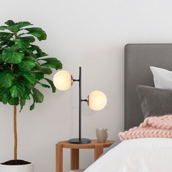 Facettierte Tischlampe fertig - Schwarz