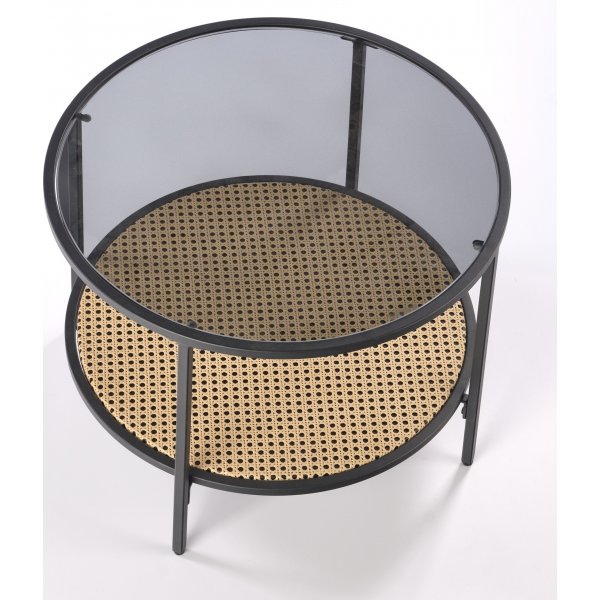 Dakota Couchtisch 60 cm - Schwarz/Rattan