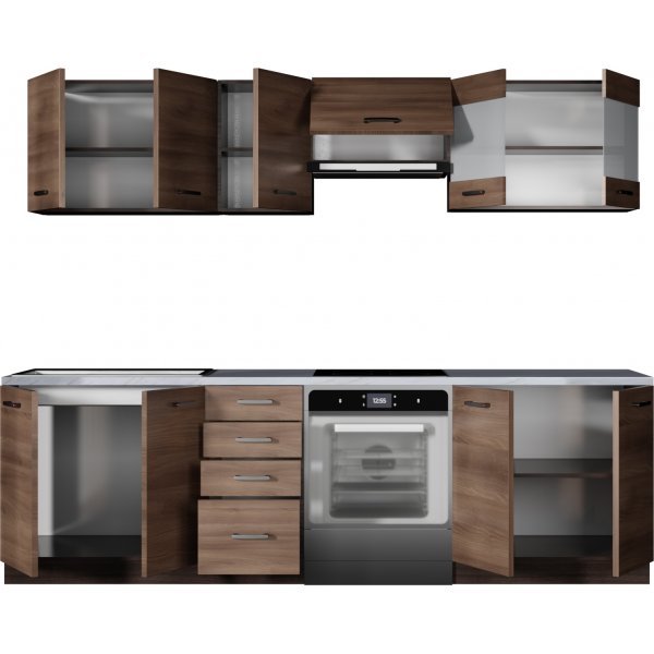 Komplette Küche Amanda 260 cm - Dunkelbraun/Wenge/Granit Komplette Küche Amanda 260 cm - Dunkelbraun/Wenge/Granit