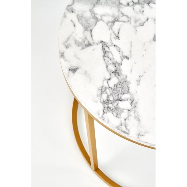Couchtisch-Set, 2 Stück, Ø38/60 cm - Weißer Marmoreffekt/Gold Couchtisch-Set, 2 Stück, Ø38/60 cm - Weißer Marmoreffekt/Gold