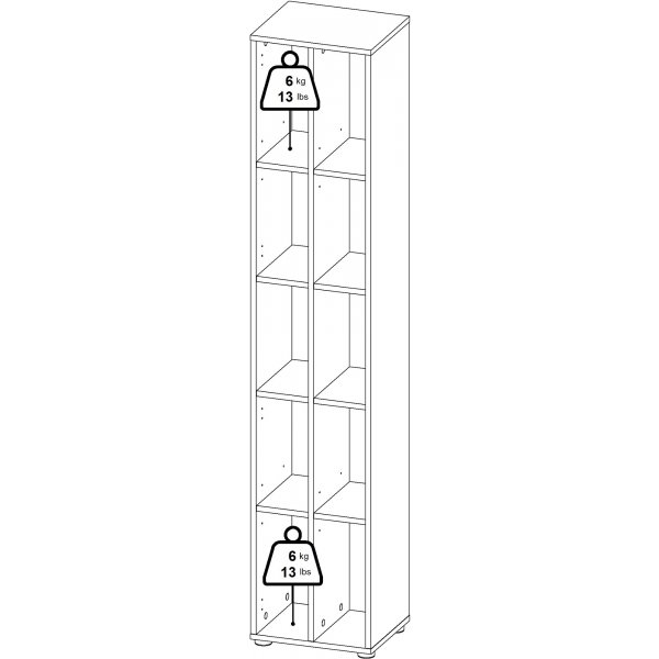 Schilder-B�cherregal mit Trennwand - Wei�/Hickory
