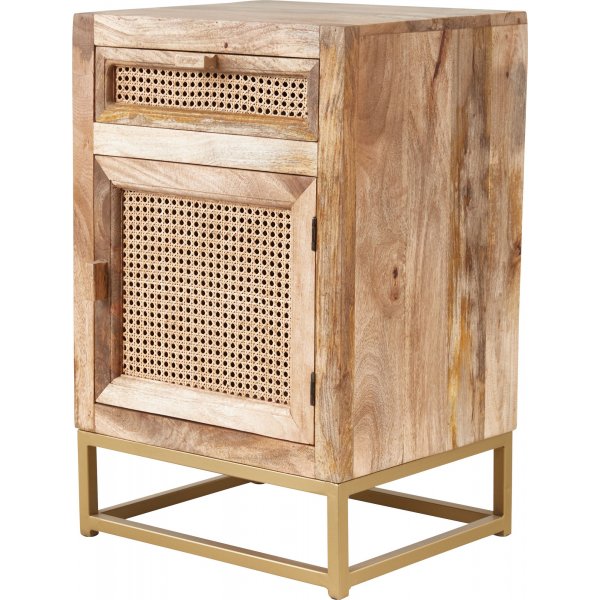 Luna Nachttisch mit Schublade und Schrank - Holz