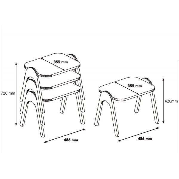 Couchtisch Paris 48,6 x 35,5 cm - Nussbaum/wei