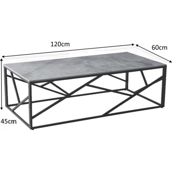 Kosmos Couchtisch 120 x 60 cm - Grauer Marmor/Schwarz