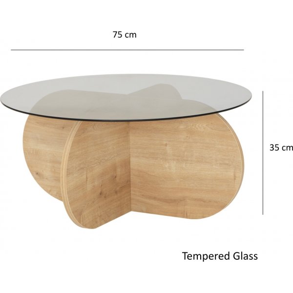 Bubble Couchtisch 75 cm - Saphireiche/Rauchglas