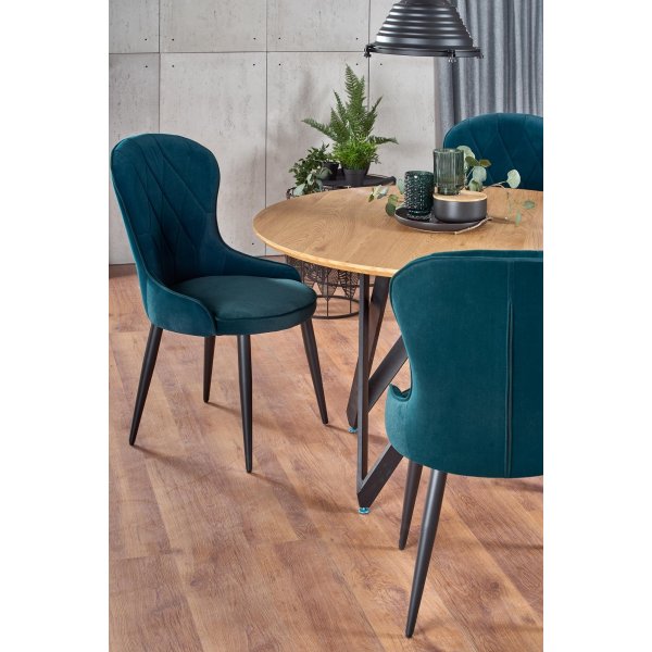 Metallischer runder Esstisch 120 cm - Eiche/Schwarz