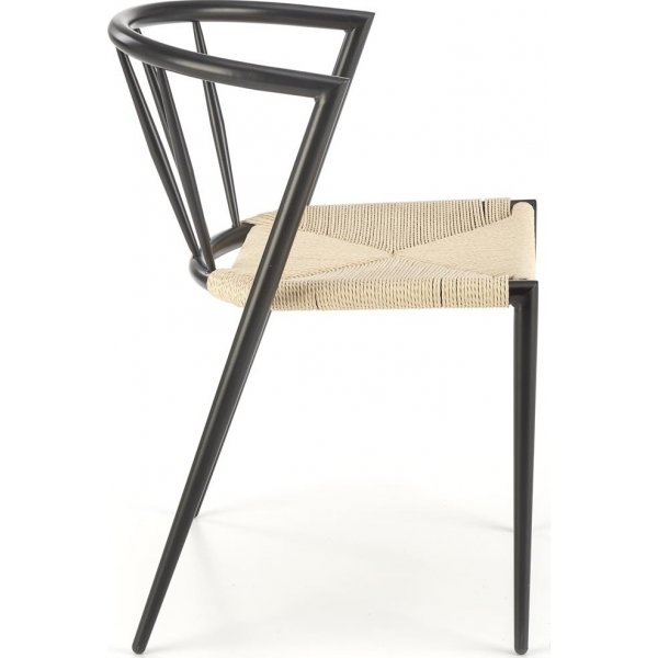 Stapelbarer schwarzer Esszimmerstuhl Cadeira 515 mit Seilsitz Stapelbarer schwarzer Esszimmerstuhl Cadeira 515 mit Seilsitz
