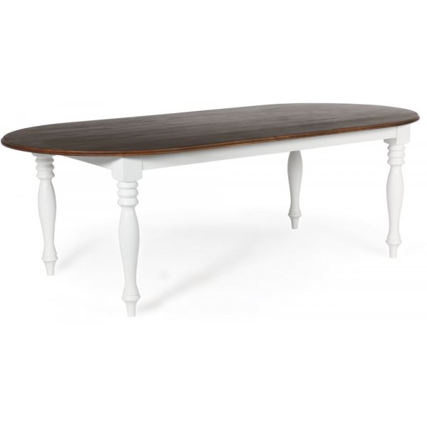 Victoria groer ovaler Esstisch 230x110 cm - Wei/Braun gebeizt
