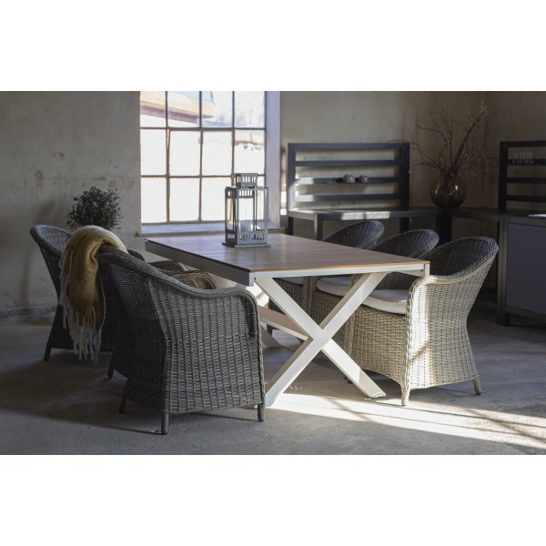 Bologna Esstisch 200-240 cm - Wei / Eiche (Aintwood)