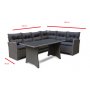 Davenport Terrassengruppe mit Tisch (Kunstrattan) Links - Grau