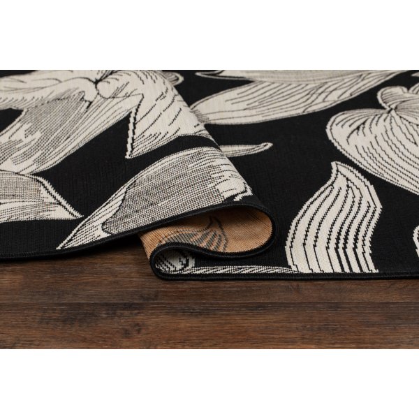 Domani Flower flach gewebter Teppich Schwarz Domani Flower flach gewebter Teppich Schwarz