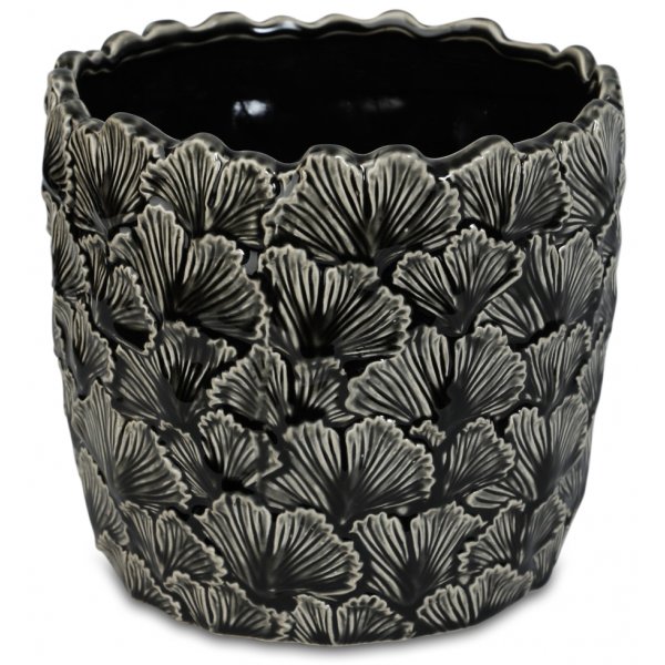 Topf Ginkgo H16 cm - schwarz