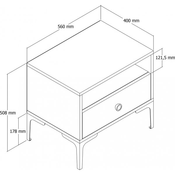 Lisbon Nachttisch - Nussbaum/weier Marmor