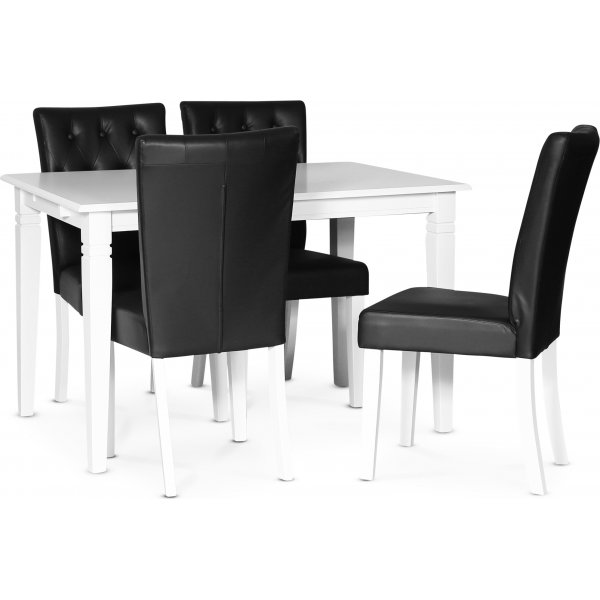 Sandhamn Essgruppe 120 cm Tisch mit 4 Crocket-Sthlen in schwarzem PU