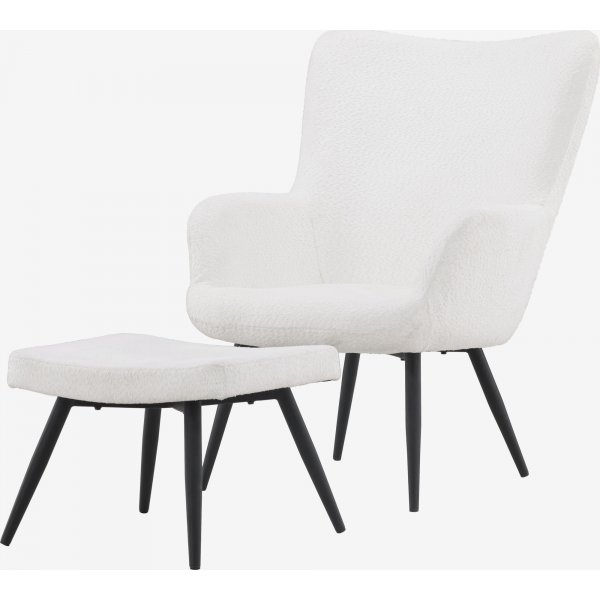 Como-Sessel aus weiem Boucl