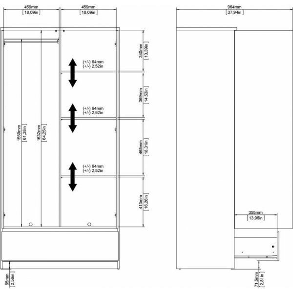 Kleiderschrank Naia - Wei