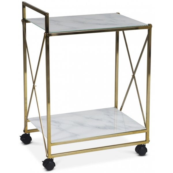 Paladium Servierwagen - Messing / Weies Marmorglas
