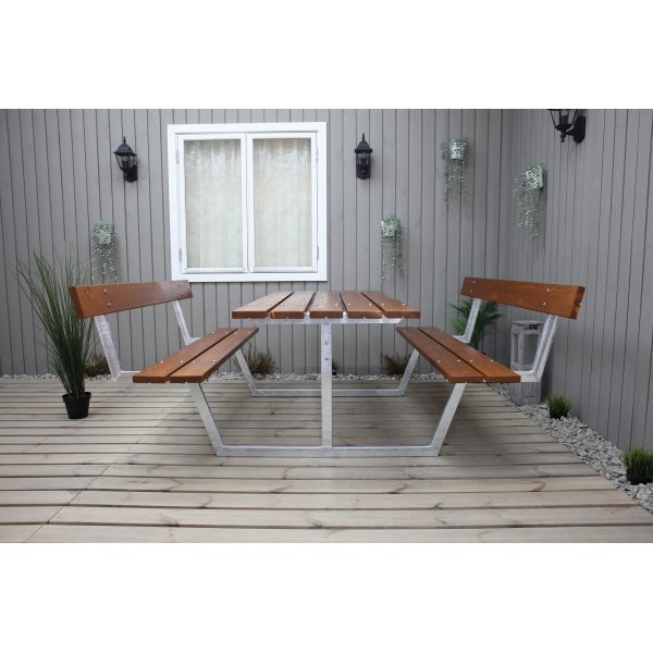 Rustikales Bankset mit Rckenlehne - Cappuccino