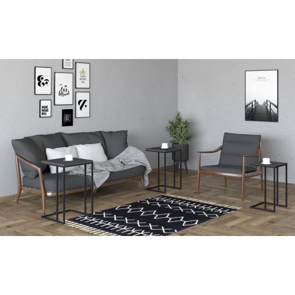 Stoli Sitztisch 32/36/40 x 32/36/40 cm - Schwarz/Anthrazit