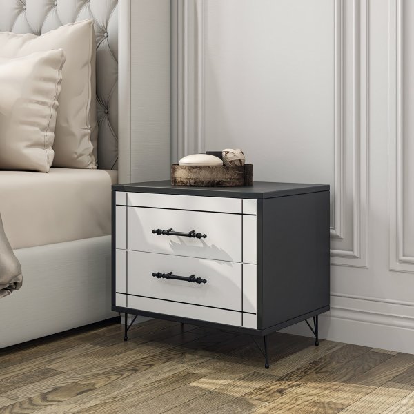 Nachttisch - Wei/Schwarz