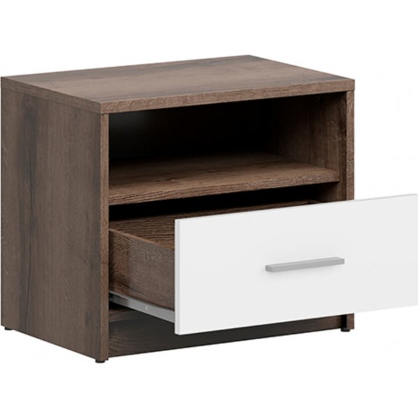 Nepo Plus Nachttisch - Eiche dunkel/wei