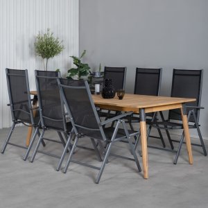 Julian Outdoor-Essgruppe mit 6 Break-Sthlen - Schwarz/Natur