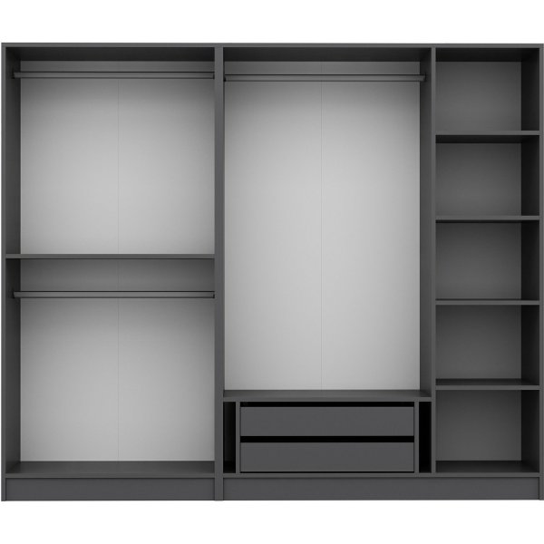 Cikani Kleiderschrank mit Glast�r, 225x52x210 cm - Anthrazit/Rauch