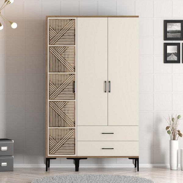 Kumsal Kleiderschrank 7 Walnuss/Creme