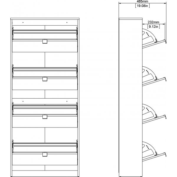 Schuhe tiefer Schuhschrank mit 4 Fächern - Schwarz Schuhe tiefer Schuhschrank mit 4 Fächern - Schwarz