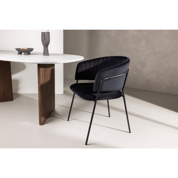 Selma Esszimmerstuhl - Schwarzer Samt