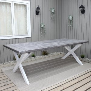 Oxford Esstisch 220 cm - Wei/Grau + Fleckentferner fr Mbel