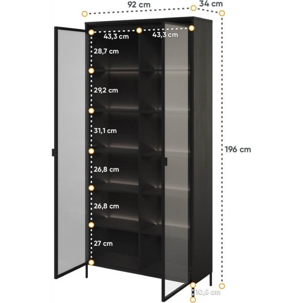 Trendvitrine H196 cm - Schwarz